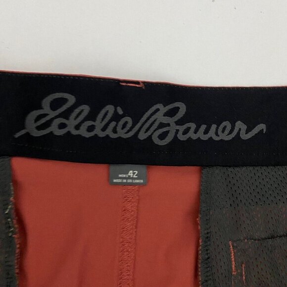Eddie Bauer Cargo Zip Pocket Shorts Mens 42 Orange Nylon 8" Inseam - Picture 6 of 9